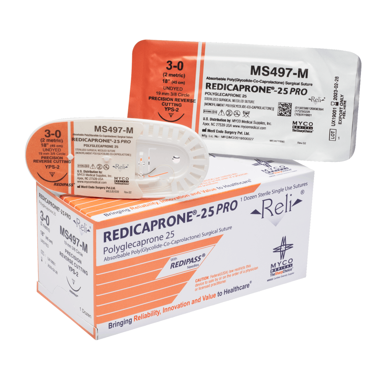 REDICAPRONE® 25 PRO Absorbable Monofilament, PGCL Synthetic Suture